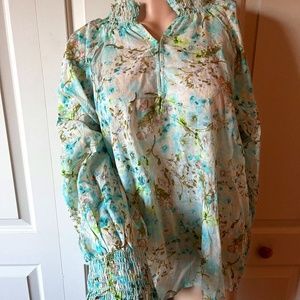 dylan Los Angeles Floral Peasant Blouse  L